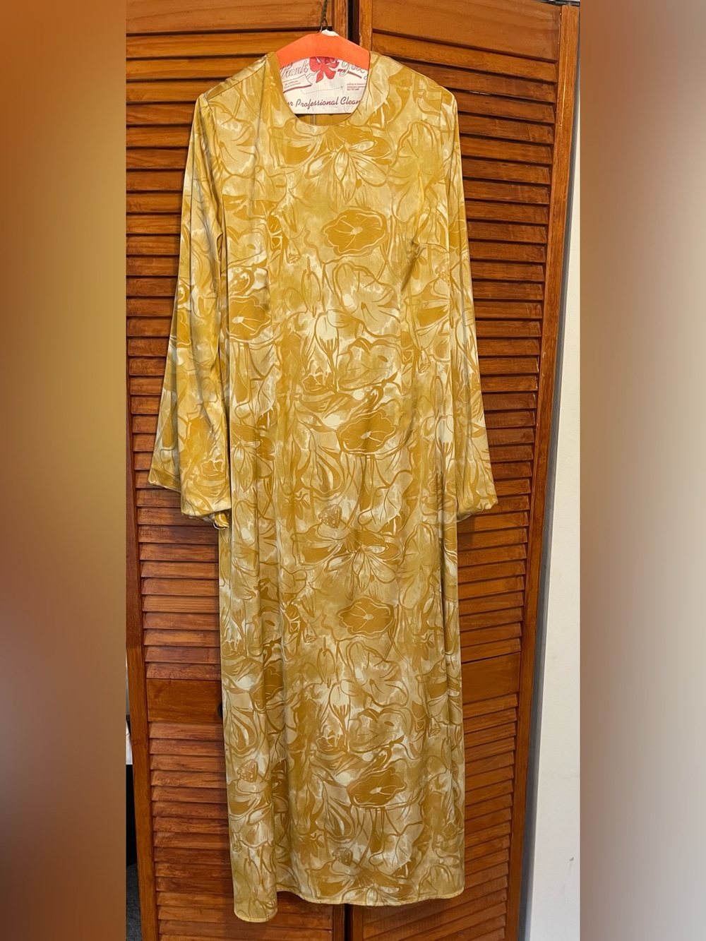 Mustard Floral Long Sleeve Maxi Dress